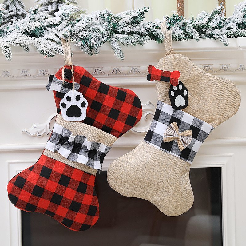 pet dog buffalo plaid christmas stockings xmas decoration