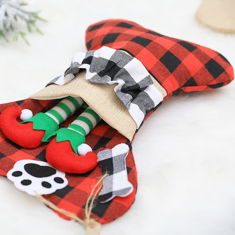 pet dog buffalo plaid christmas stockings xmas decoration