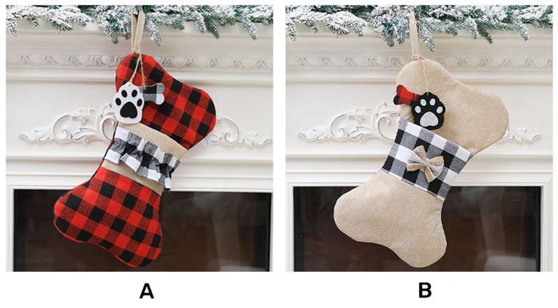 pet dog buffalo plaid christmas stockings xmas decoration