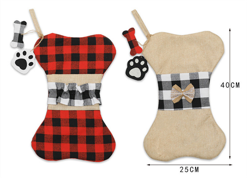 pet dog buffalo plaid christmas stockings xmas decoration