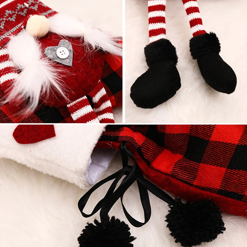 3D plush long legs gnome christmas stockings xmas decoration