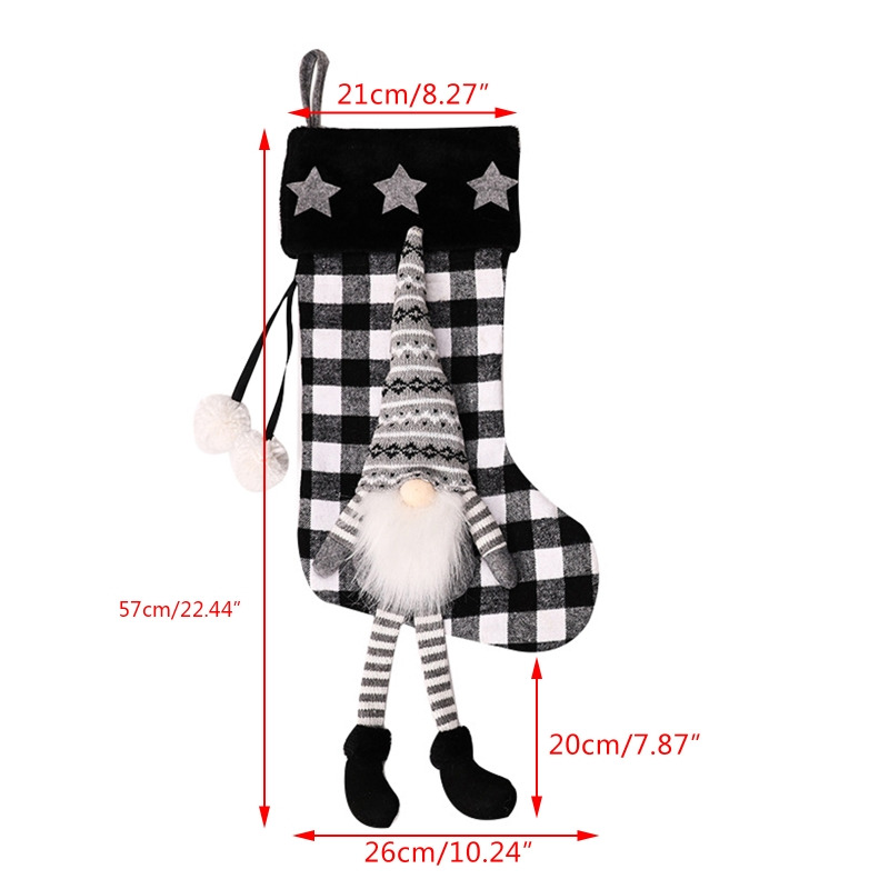 3D plush long legs gnome christmas stockings xmas decoration