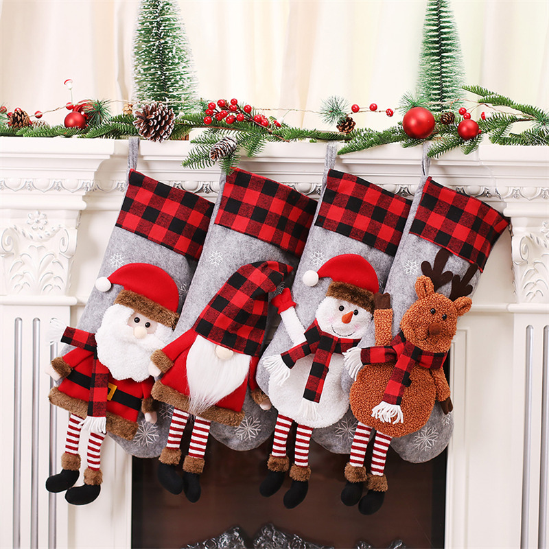 3D Long Legs Santa Elf Snowman gnome Christmas Stockings Xmas Decoration