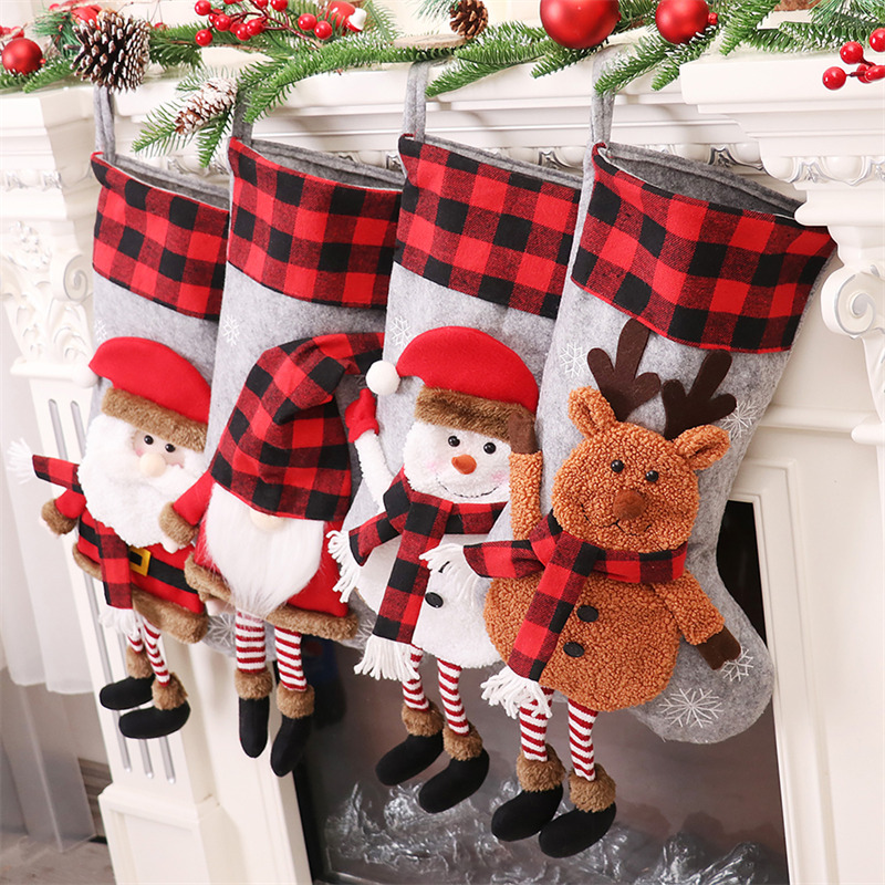 3D Long Legs Santa Elf Snowman gnome Christmas Stockings Xmas Decoration