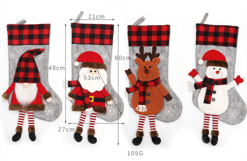 3D Long Legs Santa Elf Snowman gnome Christmas Stockings Xmas Decoration