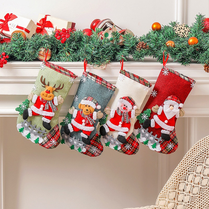 3D classic christmas stockings gift bags xmas decoration