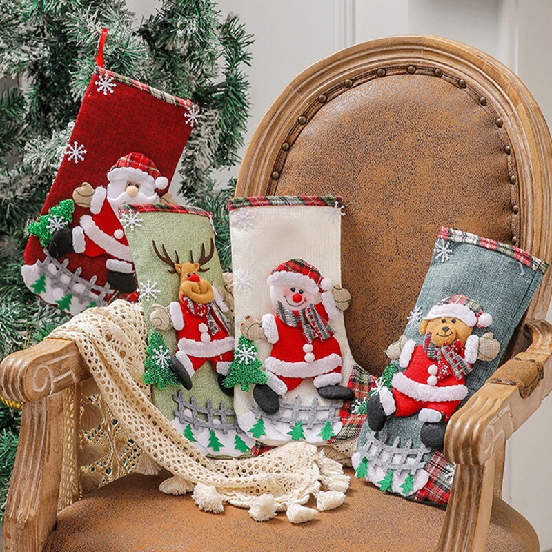 3D classic christmas stockings gift bags xmas decoration