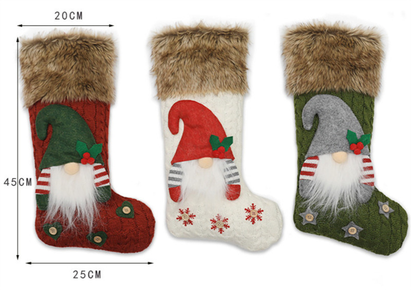 knitted raw edge christmas stockings xmas decoration