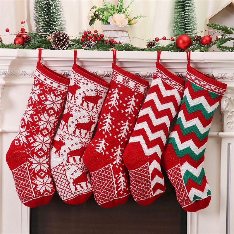 large knitted classic christmas stockings xmas decoration