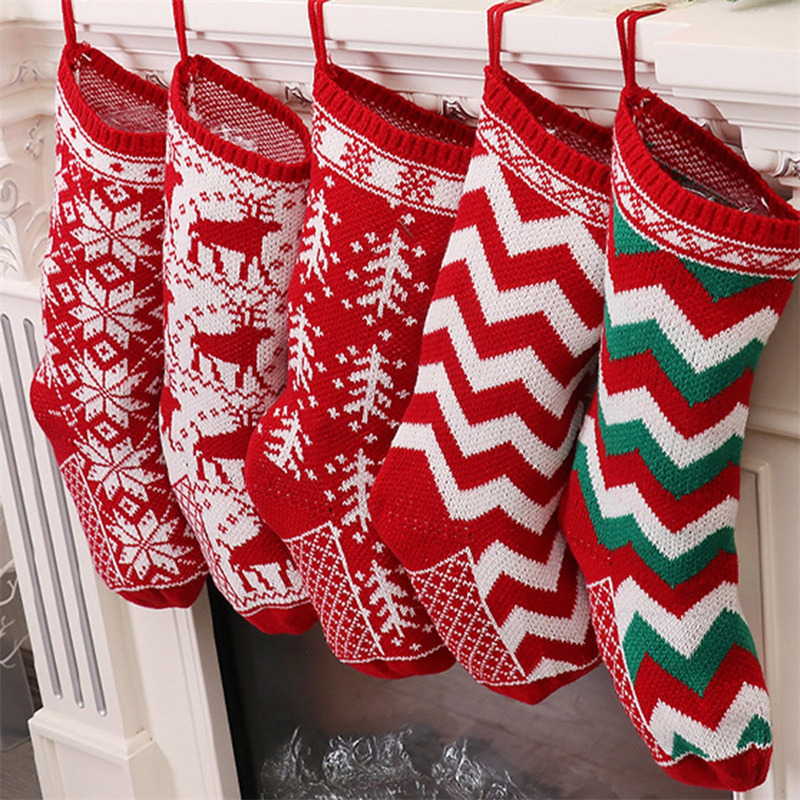 large knitted classic christmas stockings xmas decoration