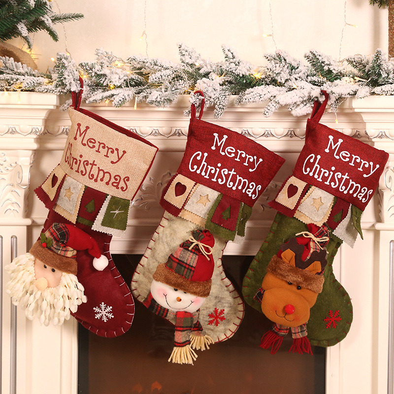 christmas stockings santa gift sacks fireplace hanging decoration