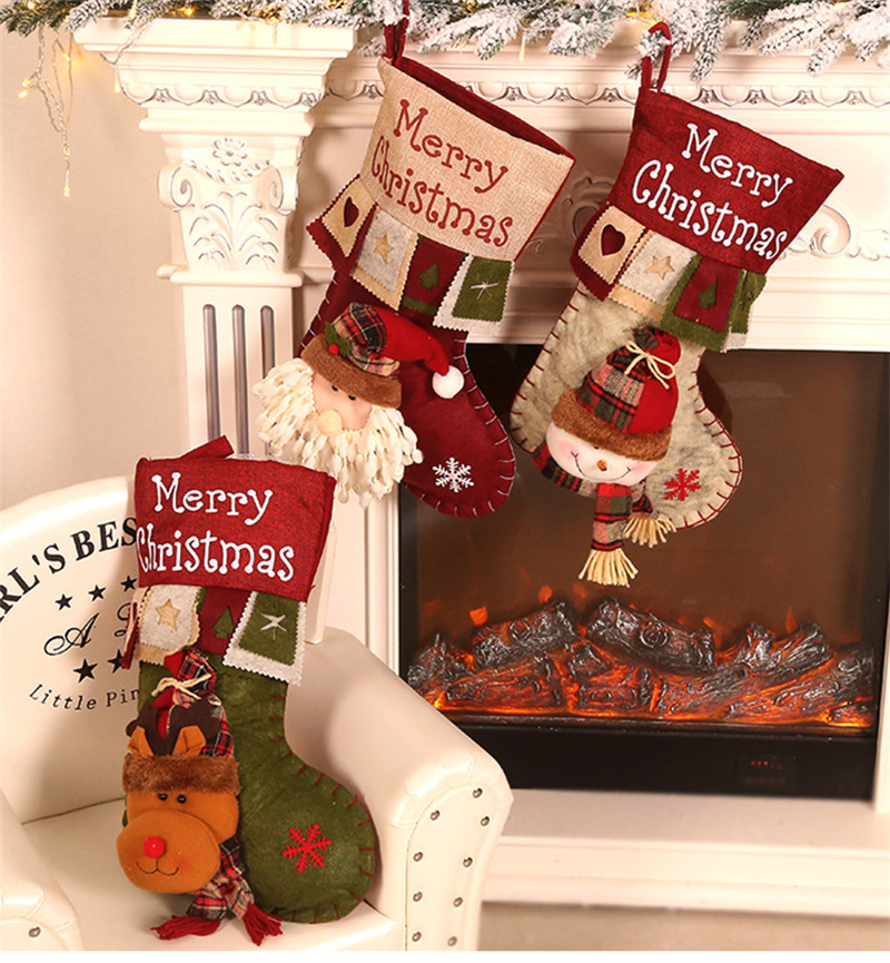 christmas stockings santa gift sacks fireplace hanging decoration