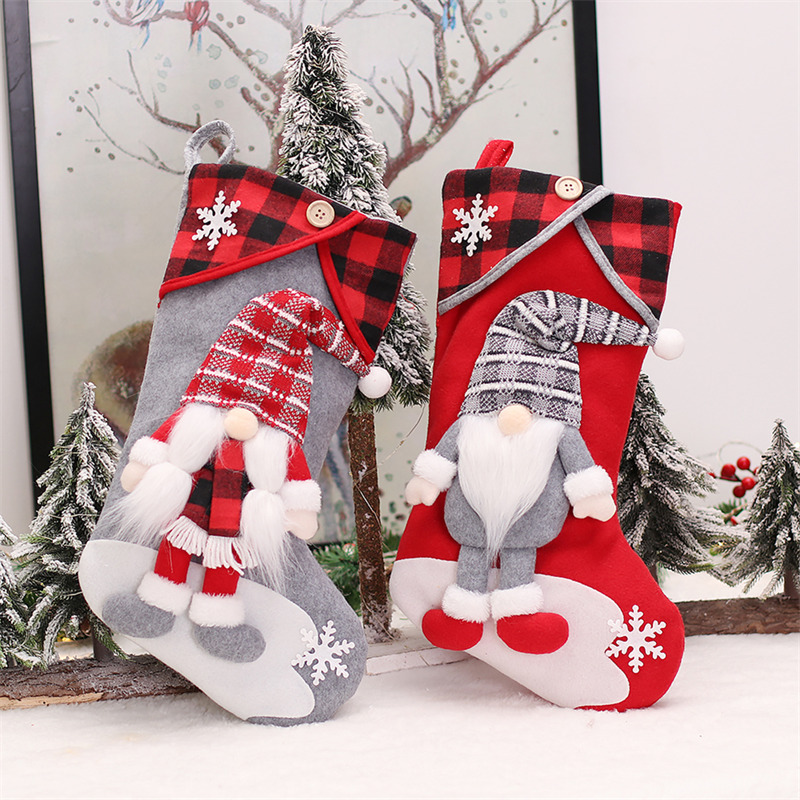 swedish 3D lattice edge large christmas stockings decoration