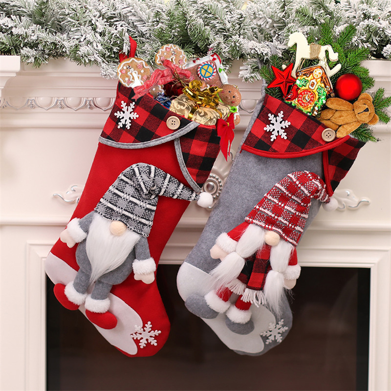 swedish 3D lattice edge large christmas stockings decoration