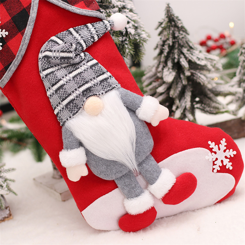 swedish 3D lattice edge large christmas stockings decoration