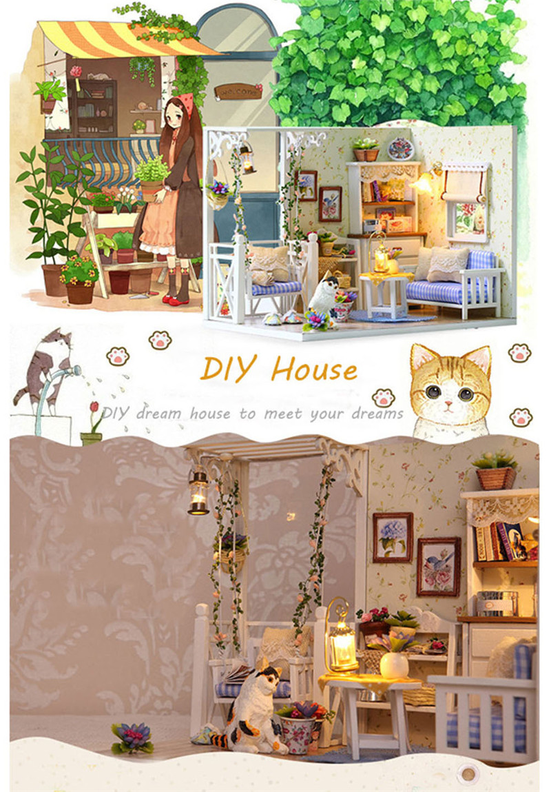 DIY Wooden Doll House Furniture Handcraft Kit - Cat Diary