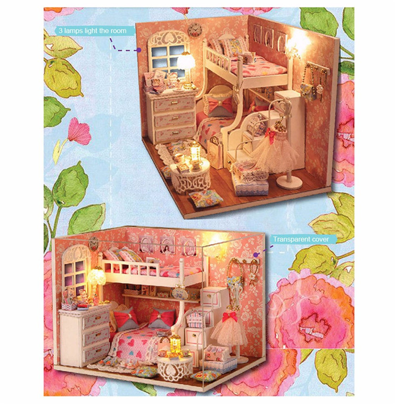 Cute Room Miniature Wooden House Furniture Kit DIY Handcraft Toy