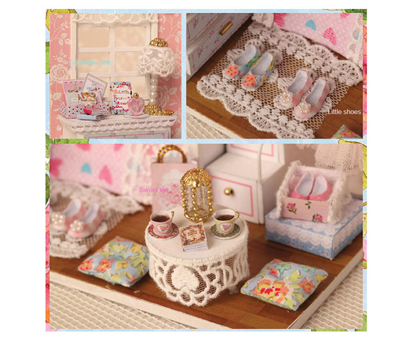 Cute Room Miniature Wooden House Furniture Kit DIY Handcraft Toy