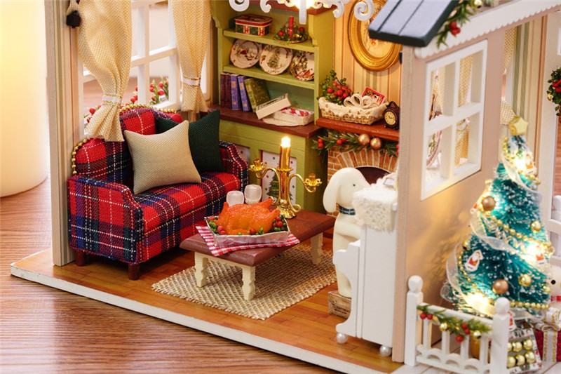 DIY Wooden House Furniture Handcraft Miniature Kit Holiday Time