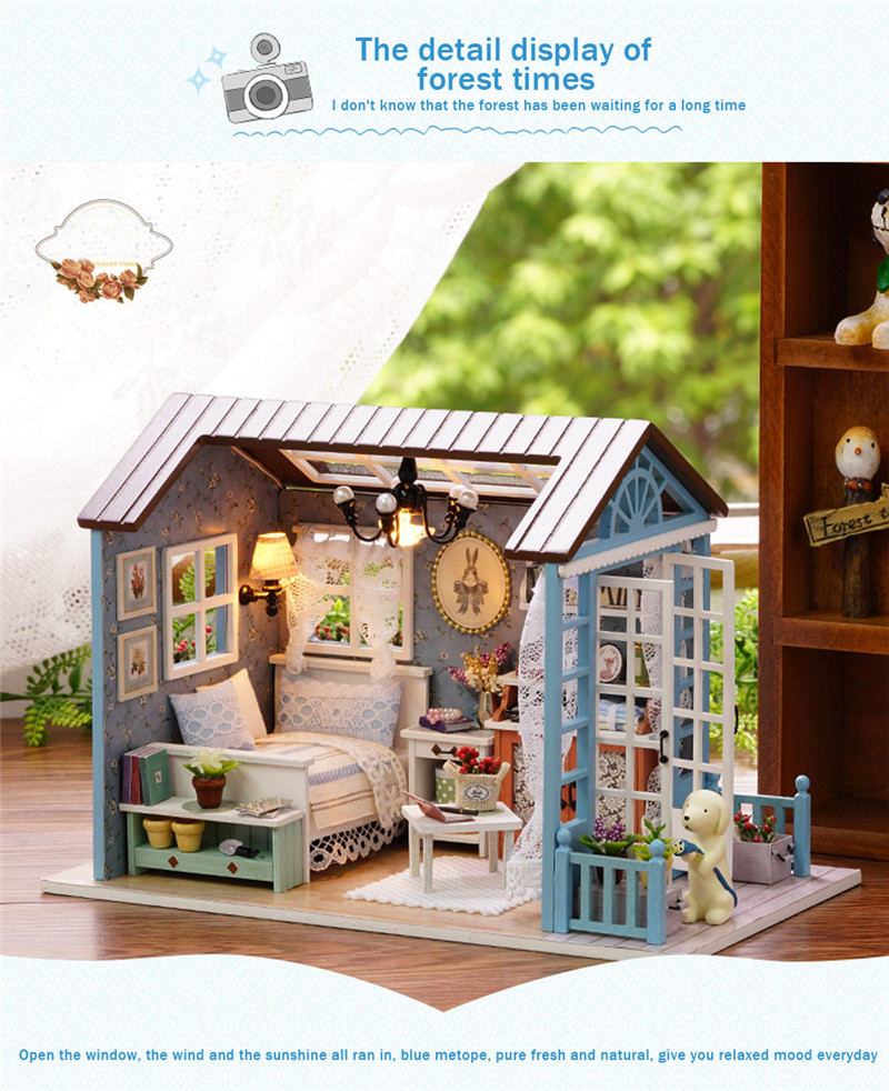 Doll Miniature Wooden House Studio Kit DIY Handcraft Toy