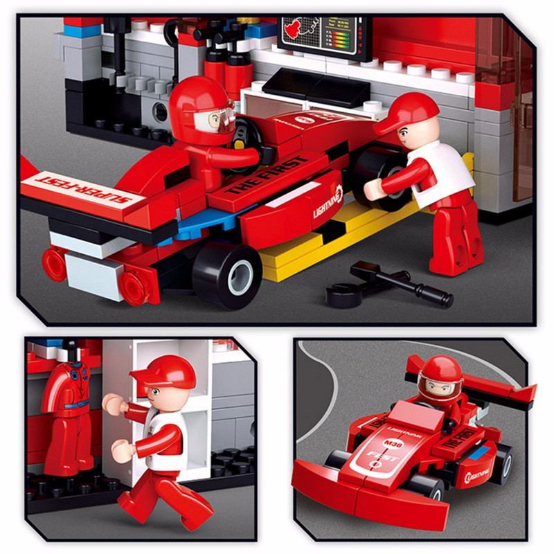 Sluban F1 Formula Racing Car Transport Truck Building Block Brick Toy