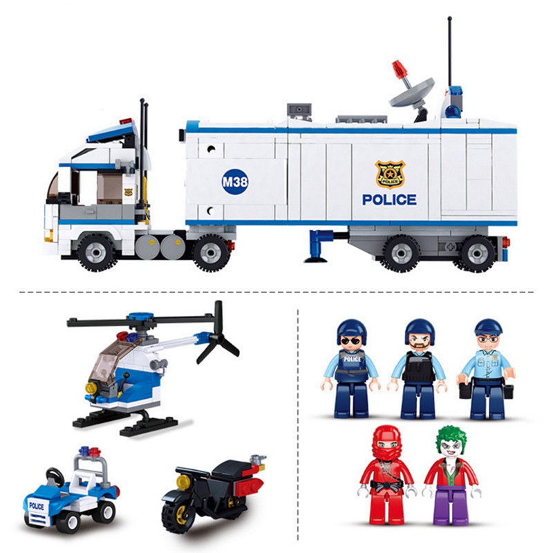 Sluban 2 in1 City Mobile Police Station Building Block Brick Toy