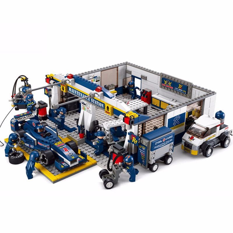 Sluban Building Blocks F1 Maintenance Station Brick Toy