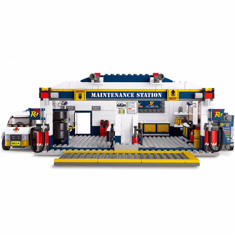 Sluban Building Blocks F1 Maintenance Station Brick Toy