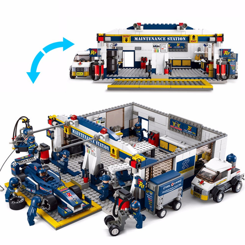 Sluban Building Blocks F1 Maintenance Station Brick Toy