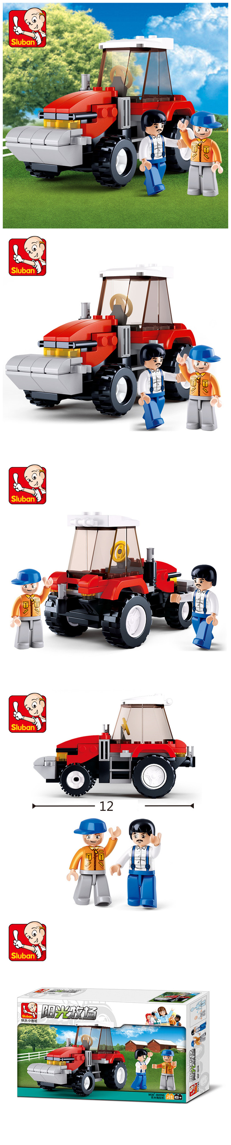 Sluban Building Blocks Kids Brick Toy Farmer Tractor of Town