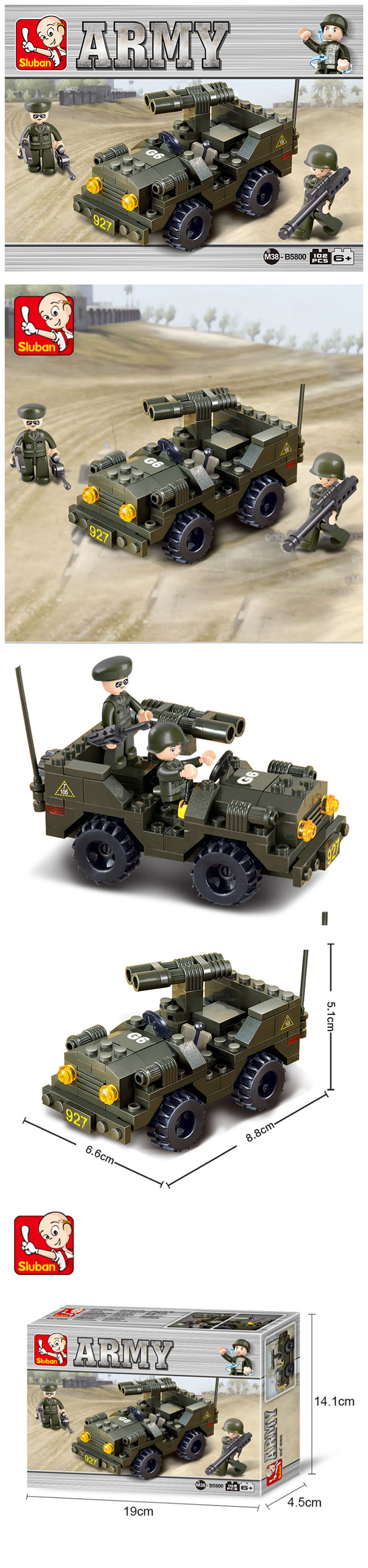 Sluban Building Blocks Kids Toy Vehicle of Army