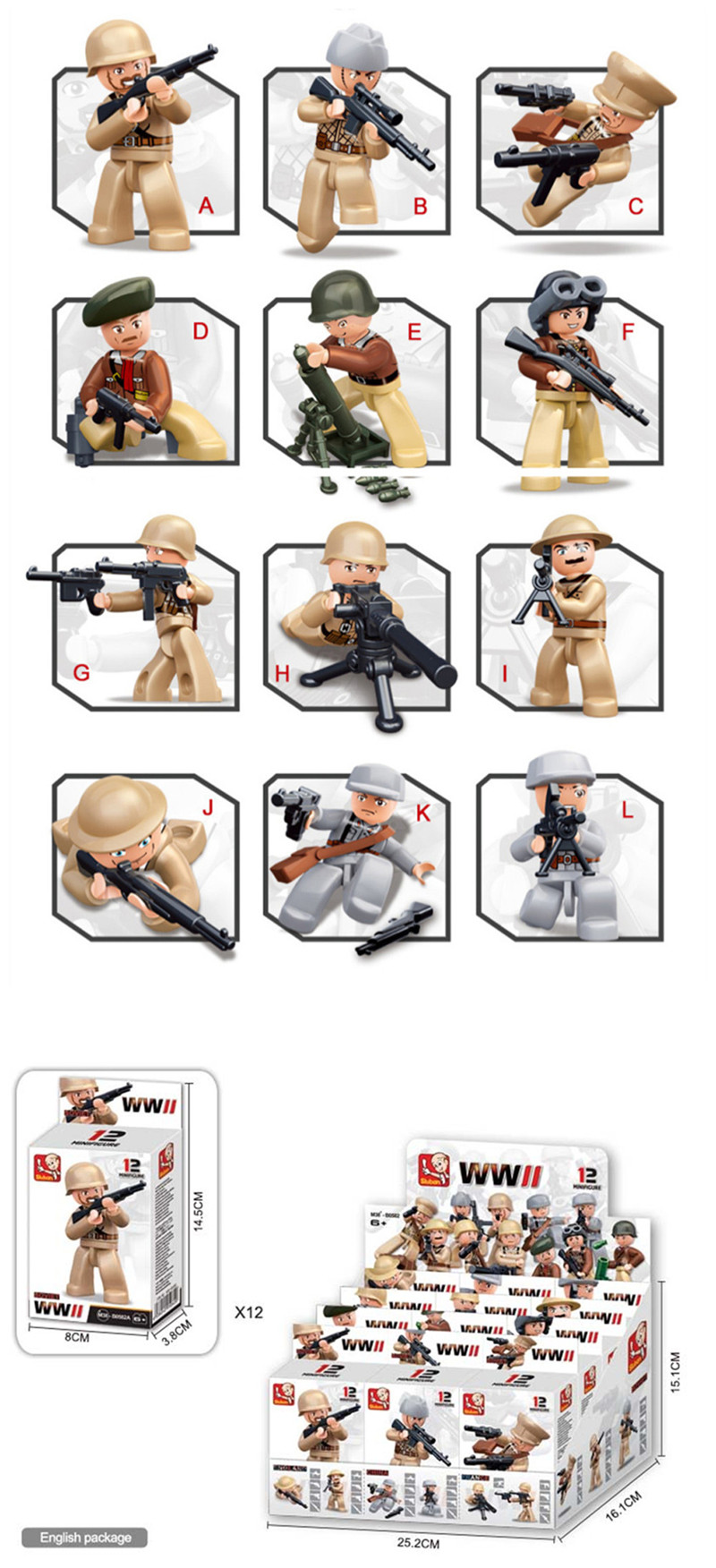 Sluban Building Blocks Kids Toy 12 Models Assorted Army Set Military