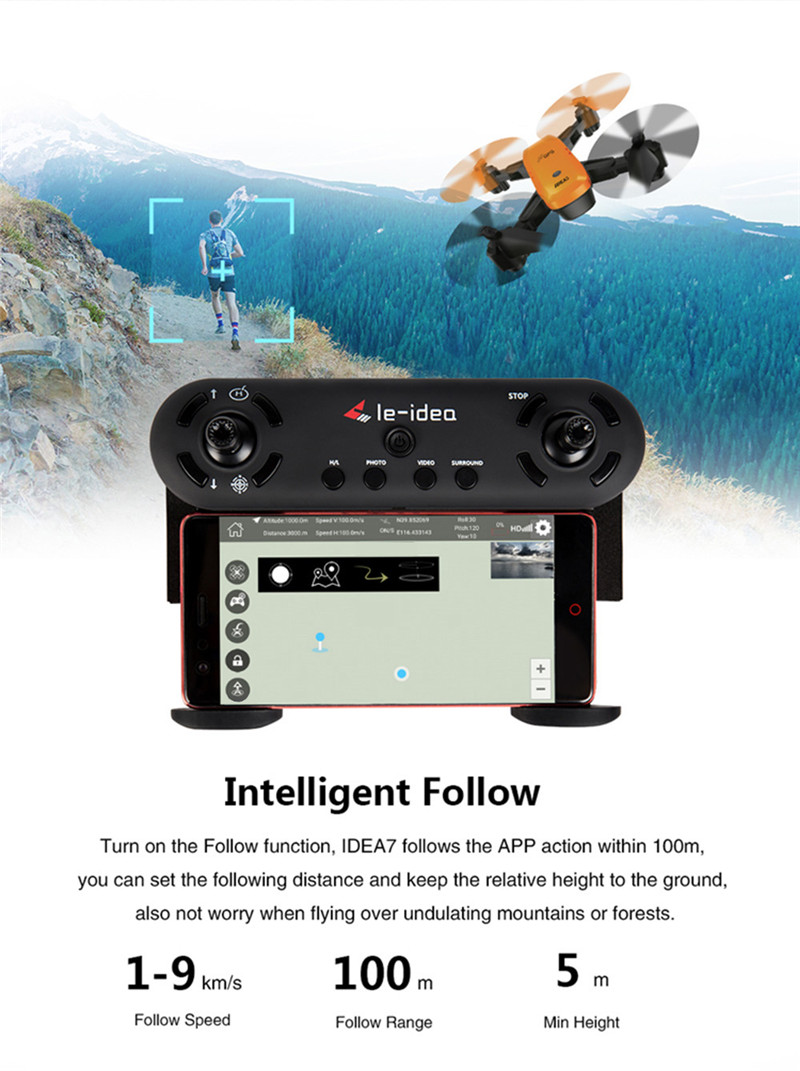 LE IDEA 720P Foldable GPS Altitude Hold RC Drone