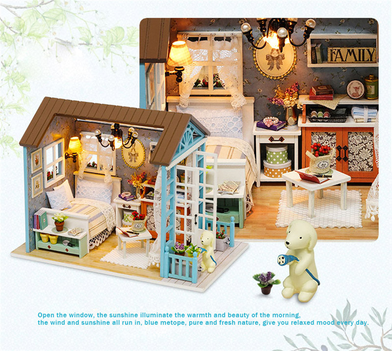 Doll Miniature Wooden House Studio Kit DIY Handcraft Toy