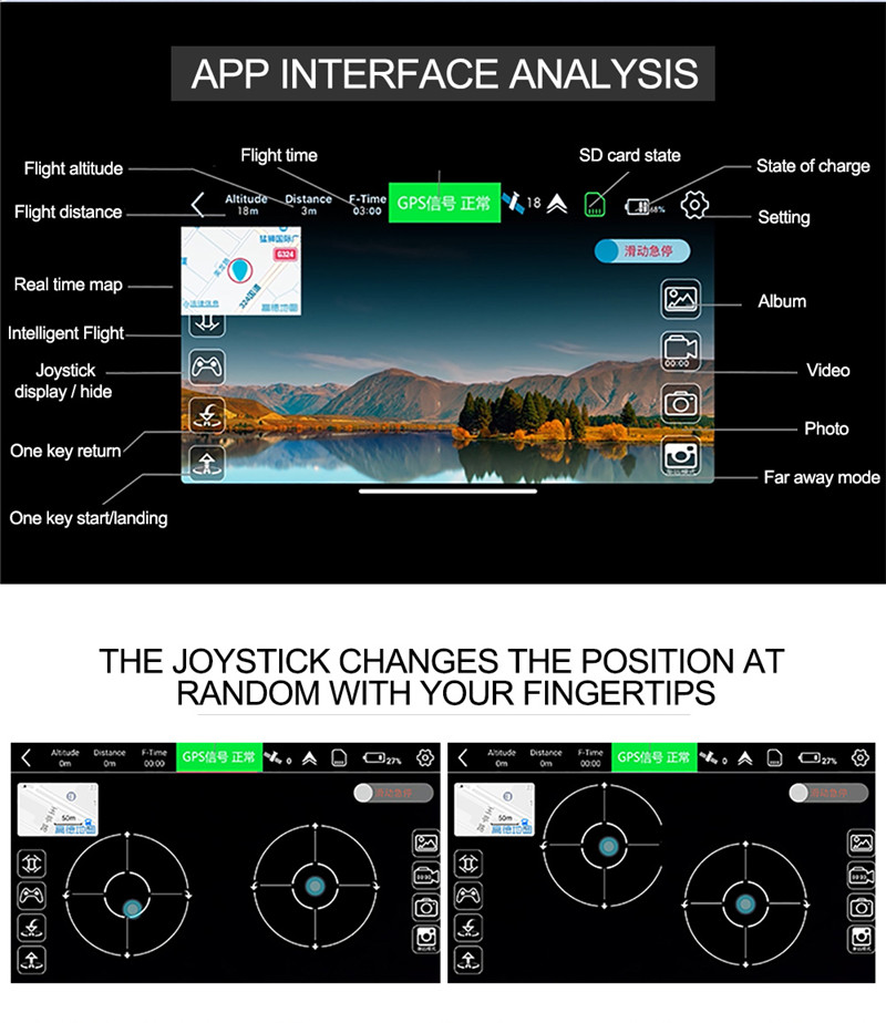 JINXINGDA JXD528 100m Control 720P Altitude Hold FPV RC Drone