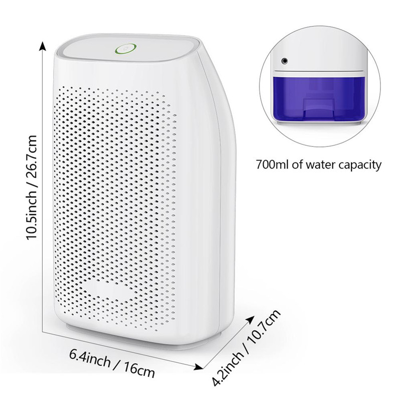 Portable Dehumidifier 700ML Removable Water Tank Electric Air Dryer