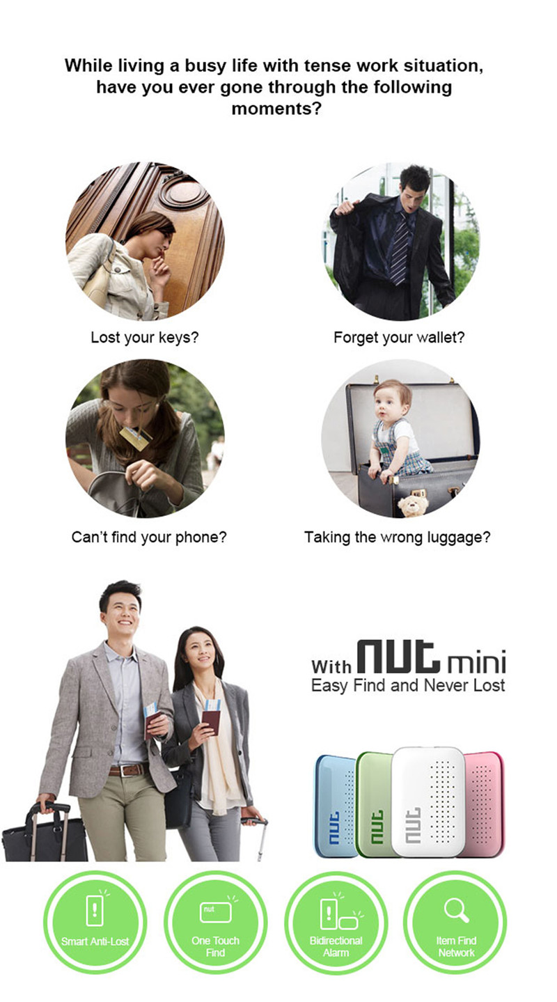 Nut mini Smart Bluetooth Tracker Tags Key Finder GPS Locator