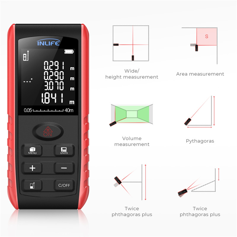 Inlife E40 40M Handheld Digital Laser Distance Meter