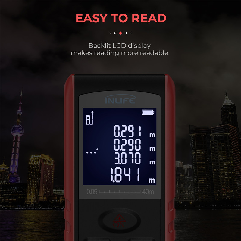 Inlife E40 40M Handheld Digital Laser Distance Meter