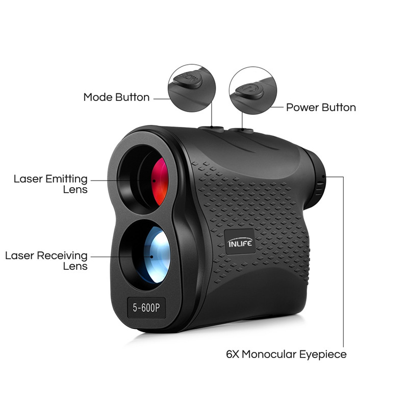 Inlife 5 - 600P Laser Rangefinder 6X Monocular Golf Range Finder