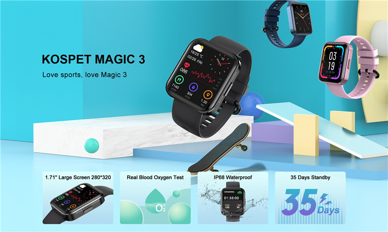 Kospet Magic 3 Smartwatch Blood Oxygen Monitor