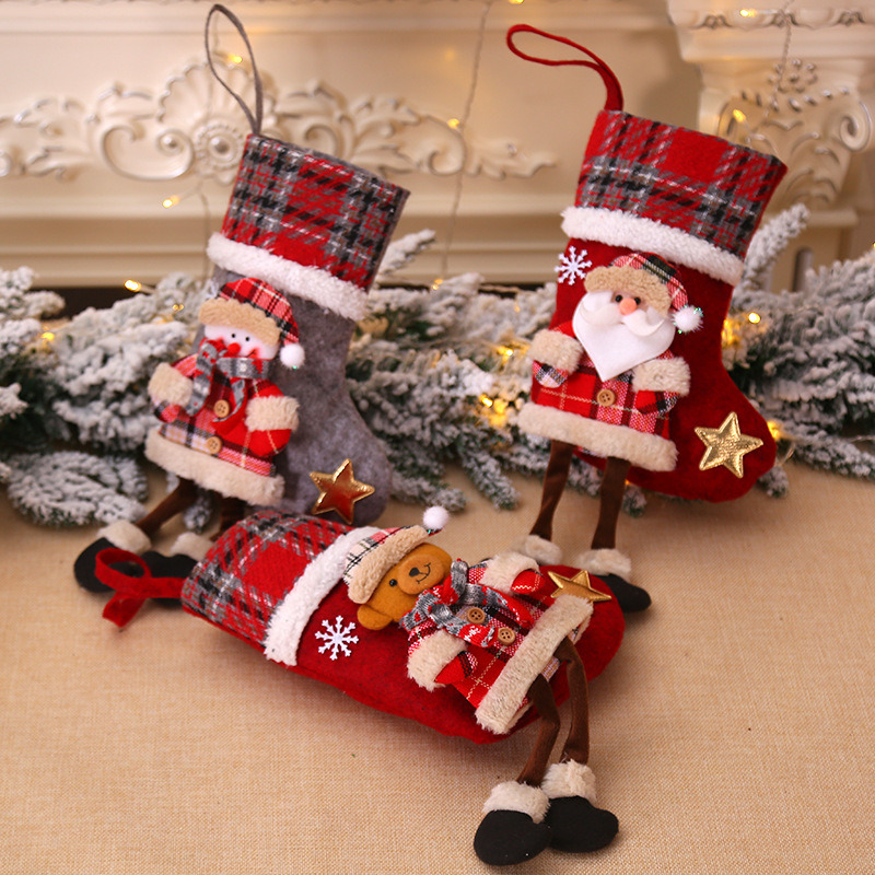 3D long legs xmas ornaments christmas stockings decoration