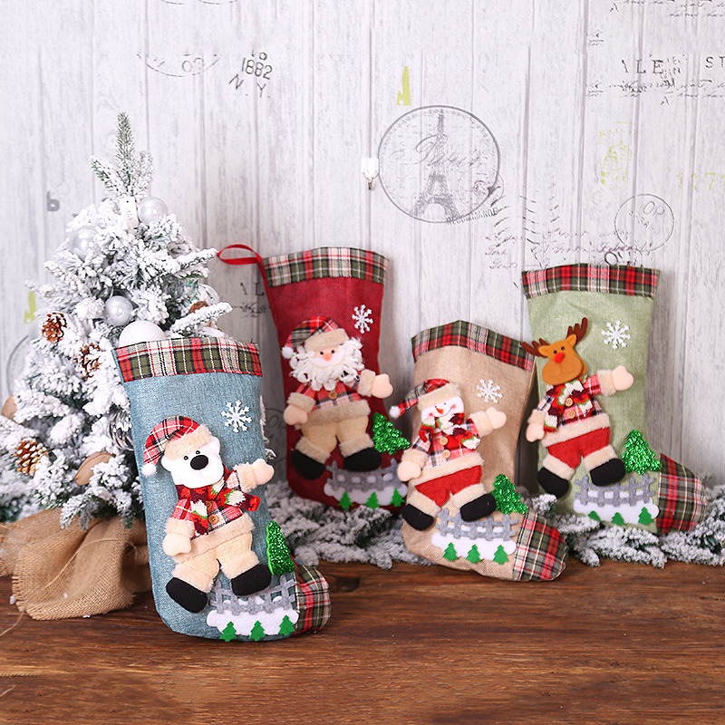 3D classic big christmas stockings xmas tree decoration