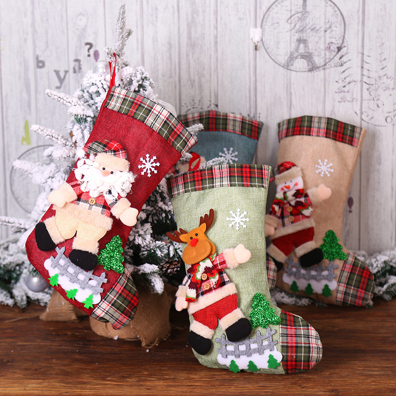 3D classic big christmas stockings xmas tree decoration