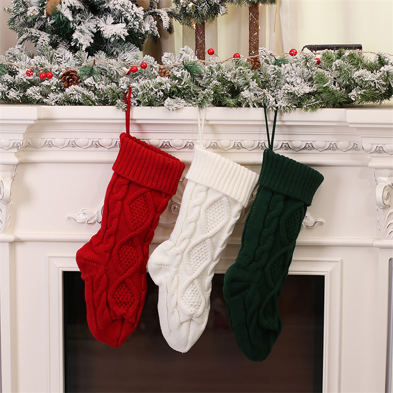 cable knitted christmas stockings xmas tree decorations