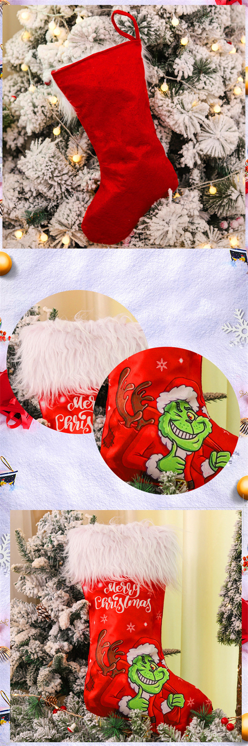 grinch christmas stockings xmas tree decoration