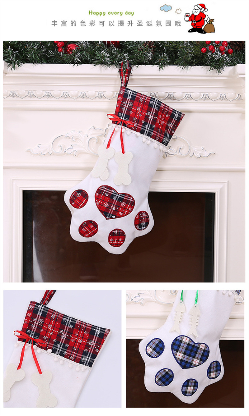 pet paw christmas stockings fireplace hanging decoration