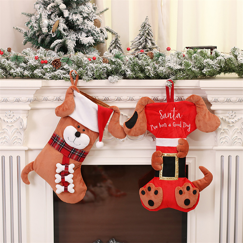 cute cat dog christmas stockings fireplace hanging decoration