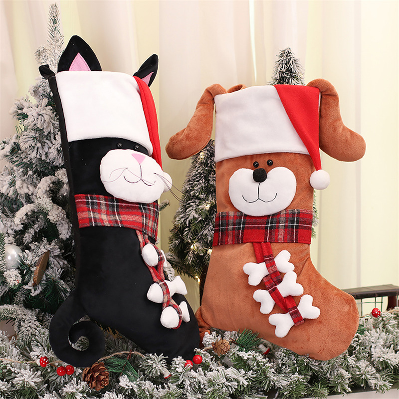 cute cat dog christmas stockings fireplace hanging decoration