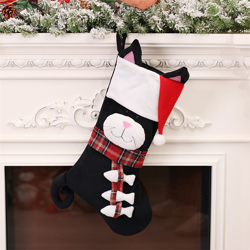 cute cat dog christmas stockings fireplace hanging decoration